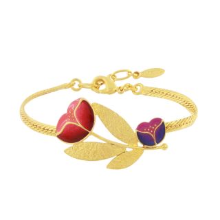 Bracelet Crocus Couleur Dore Rouge
