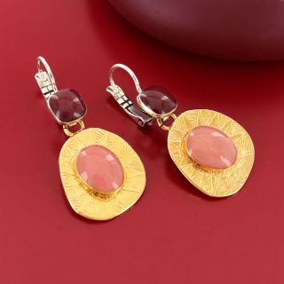 Dormeuses Soleil Couleur Argent Rose