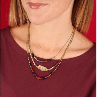 Collier Grenat Couleur Dore Multi