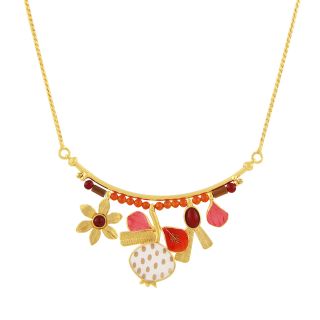 Collier Orient Couleur Dore Rouge